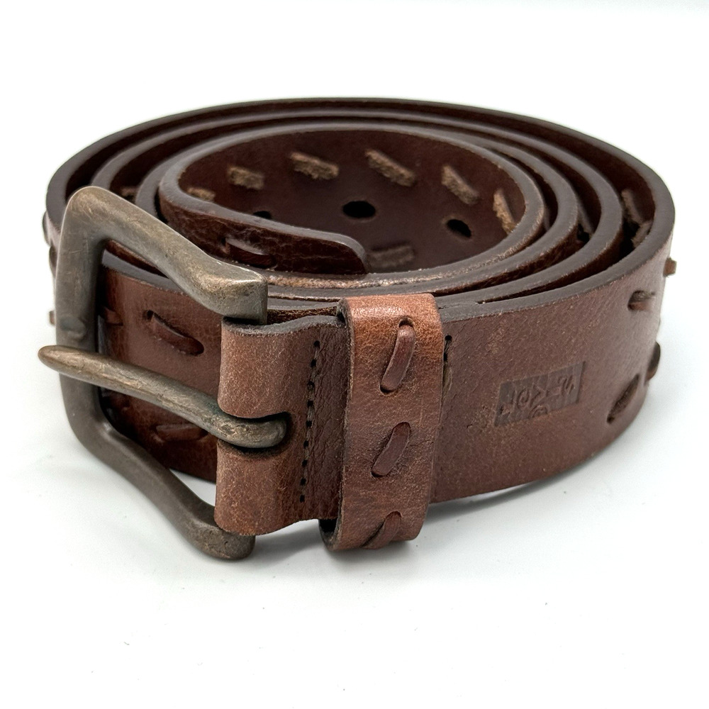 LEVIS Mens Brown Genuine Leather Belt Size 42 (38-44") 1.33" Stitching Western